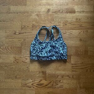 Lululemon Energy Sports Bra Top 4 Strappy Back Women Black Gray White Block Ice